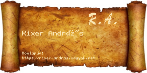 Rixer András névjegykártya